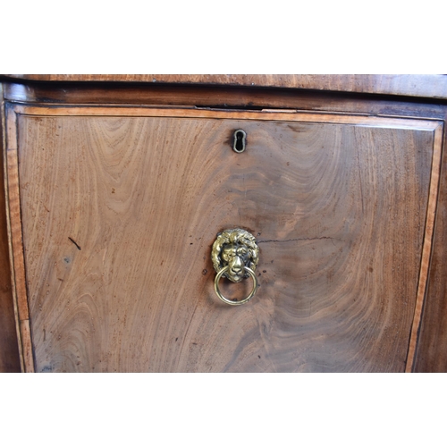 157 - A late 18th century George III Sheraton manner sideboard credenza. Raised on square tapering legs wi... 