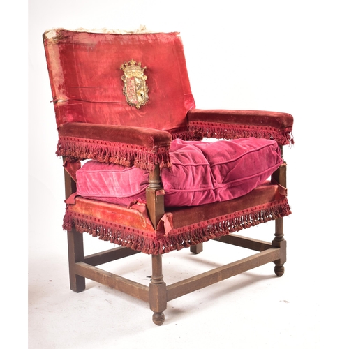 16 - Morant & Co. - a pair of early 20th century Edwardian coronation throne chairs. Each side chair upho... 