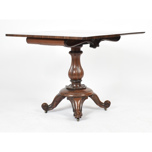 165 - A William IV early 19th century rosewood folding tea table. The table with D-shaped fold over top an... 