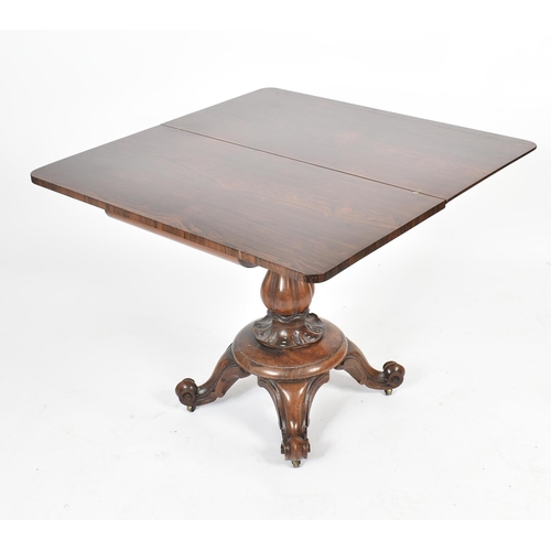 165 - A William IV early 19th century rosewood folding tea table. The table with D-shaped fold over top an... 