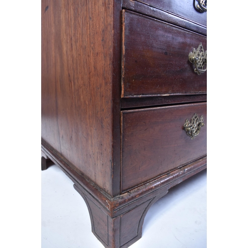 17 - A 19th century George III Cuban mahogany bureau desk. Raised on bracket feet with a series of drawer... 