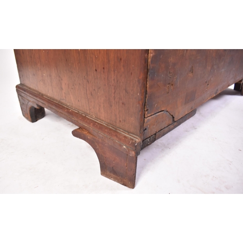 17 - A 19th century George III Cuban mahogany bureau desk. Raised on bracket feet with a series of drawer... 