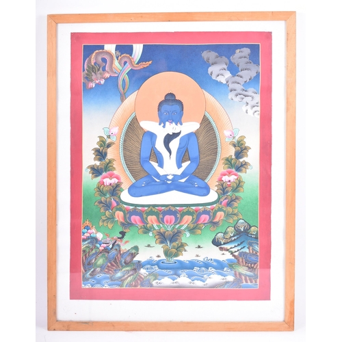 18 - A 1970s Nepali thangka, painting Samantabhadra Bodhisattva depicted embracing his consort Samantabha... 