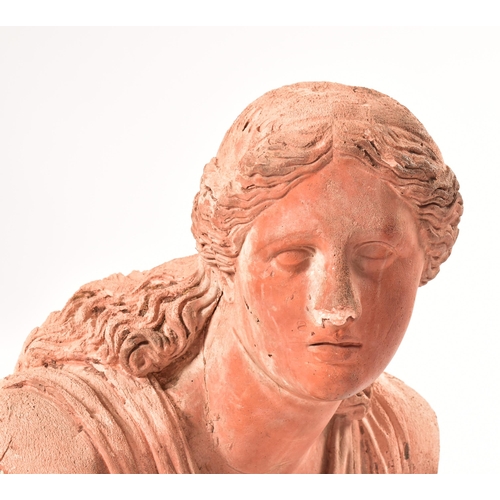 198 - A large 19th century Victorian terracotta head of Niobe daughter of Tantalus. The bust with detailed... 