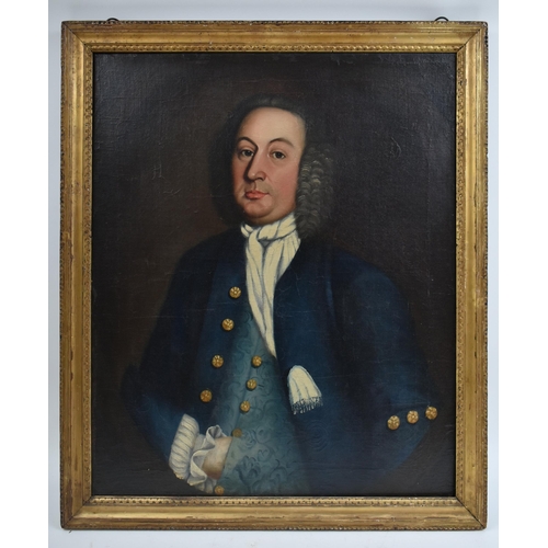 199 - A 18th century oil on canvas portrait painting set within a giltwood frame. The painting depicting a... 