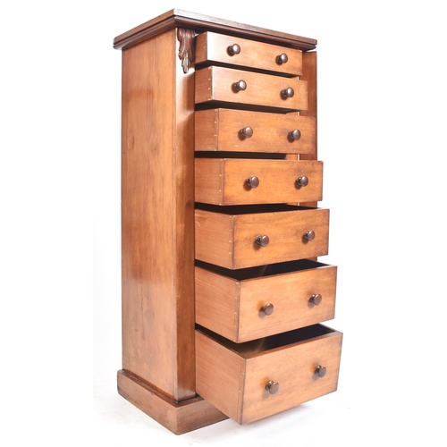 202 - A Victorian 19th century mahogany upright Wellington chest of drawers. Raised on a plinth base with ... 