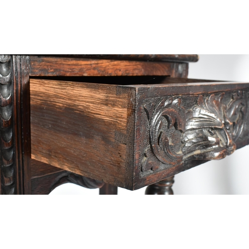 204 - A Victorian 19th century carved oak 'Green Man' hall stand. The stand having a fret work gallery top... 