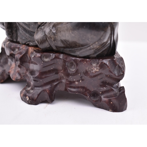 21 - A 20th century soapstone hand carved censer in form of deity of Longevity (Shao Lao). The figure sea... 