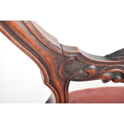 214 - A set of four late 19th century French continental carved oak spoon back dining chairs. Each chair h... 