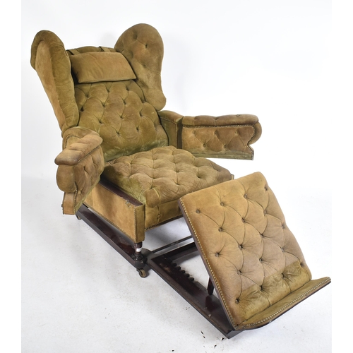 230 - A late Victorian 19th century Foot's Patent oak and suede leather upholstered metamorphic wing armch... 