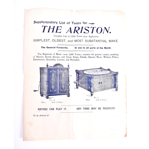 240 - A late 19th century Victorian Ariston portable polyphone complete with discs, a supplementary list o... 