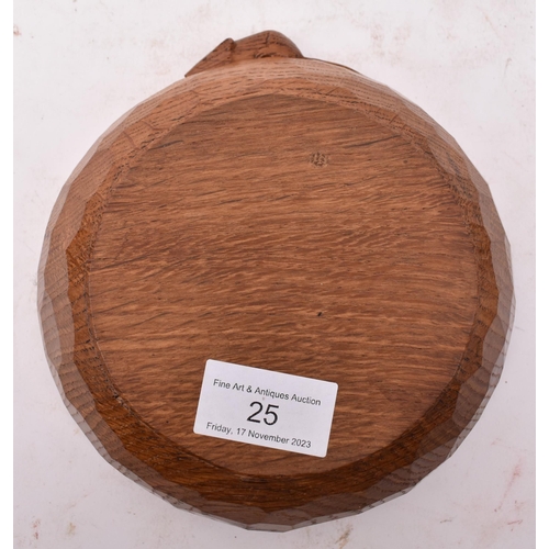 25 - A 20th century original Robert ' Mouseman ' Thompson of Kilburn pedestal bowl. The hand carved bowl ... 