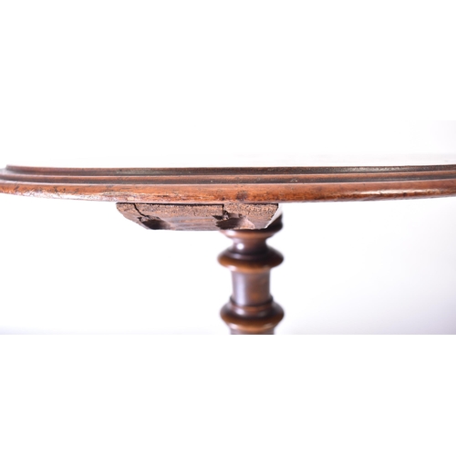 252 - A 19th century Victorian burr walnut tripod occasional table. The table having a circular top with b... 