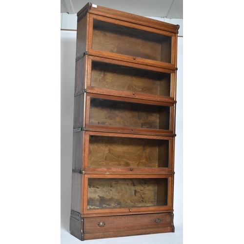 253 - Globe Wernicke - A vintage early 20th century oak five-tier sectioned barristers bookcase / library ... 