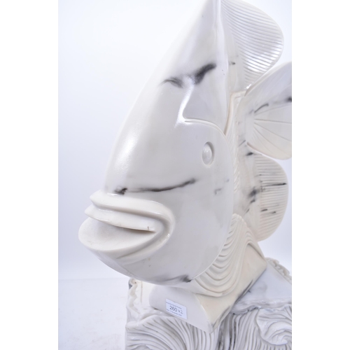 260 - A pair of large vintage 20th century Art Deco inspired resin fish sculptures on stands Each fish in ... 