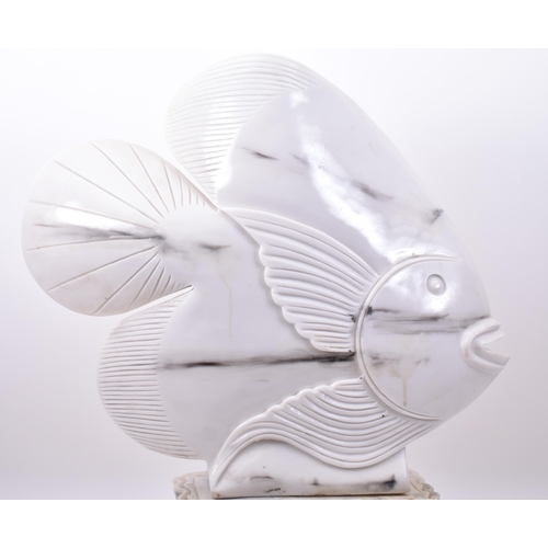 260 - A pair of large vintage 20th century Art Deco inspired resin fish sculptures on stands Each fish in ... 