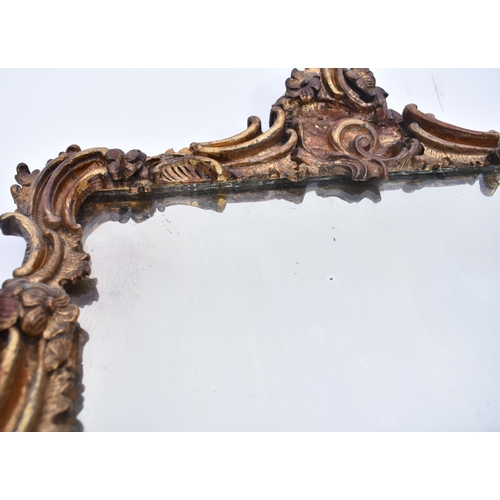 262 - A pair of Italian 19th century Baroque style gilt & gesso painted wall hanging mirrors. Each mirror ... 