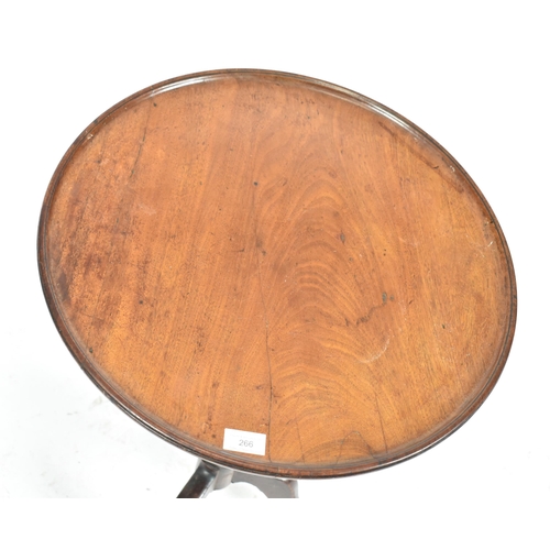 266 - A Victorian 19th century mahogany tilt top tripod wine side occasional table. The table having a cir... 