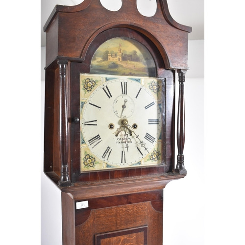 271 - A George III early 19th century Preddy of Taunton oak West Country grandfather's longcase clock. The... 