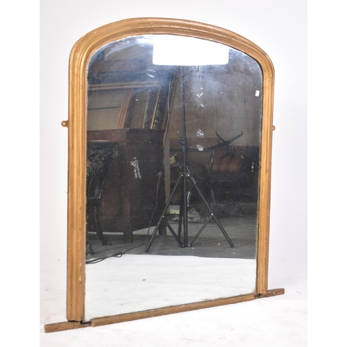 281 - A Victorian 19th century gilt wood over mantel wall hanging mirror. The mirror having a bevelled gil... 