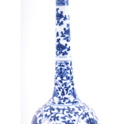 287 - A Chinese Oriental Guanyao Qianlong six-character mark blue & white hand painted porcelain chrysanth... 