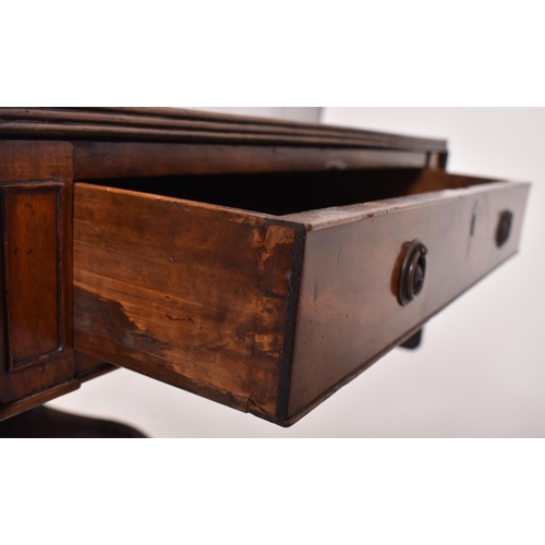 288 - A 19th century George III drop leaf mahogany writing table desk. Raised on a quadruped reeded and sa... 