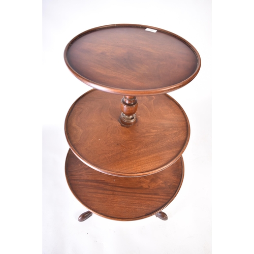 292 - A late 18th century George III mahogany three tier dumbwaiter. The dumbwaiter having three circular ... 