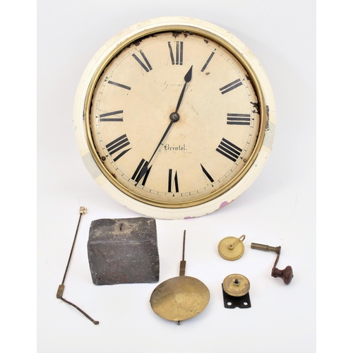 295 - C. Greening of Bristol - a 19th century station fusee enamel clock. The clock with Roman numeral dia... 