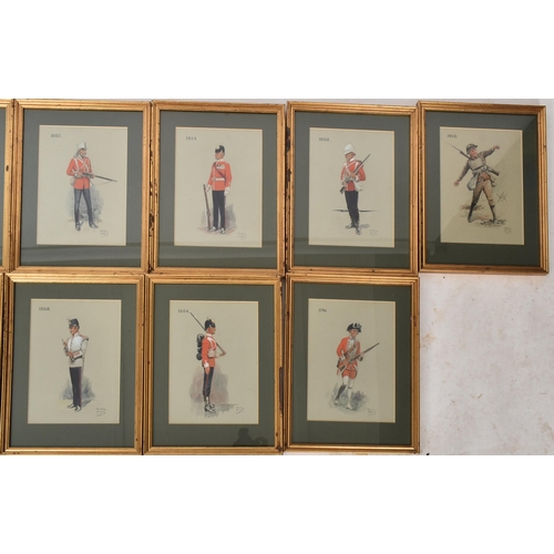 316 - Gerald C. Hudson - Studies of British Foot Soldiers - A collection of twelve watercolour on paper pa... 