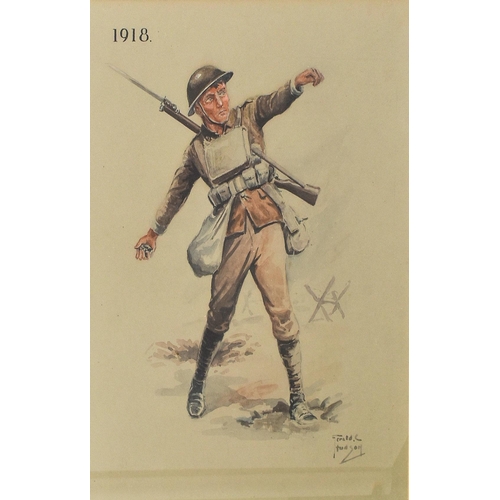 316 - Gerald C. Hudson - Studies of British Foot Soldiers - A collection of twelve watercolour on paper pa... 