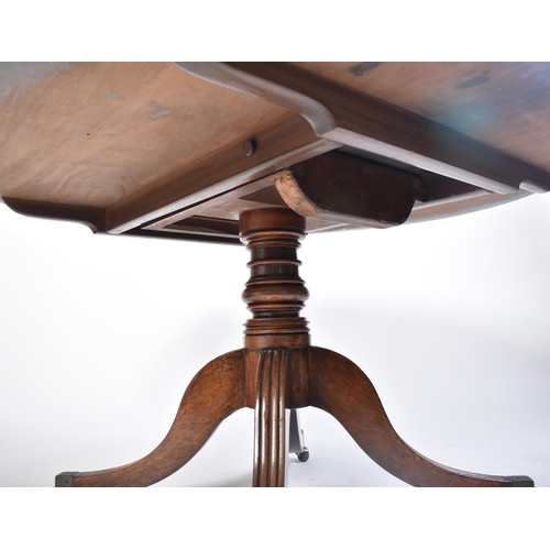 354 - A 19th century George III mahogany cross-banded breakfast table. Raised on reeded splayed legs to th... 