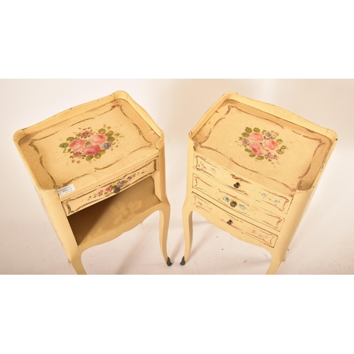 366 - A pair of early 20th century French continental de chevet painted bedside tables. Each chest having ... 