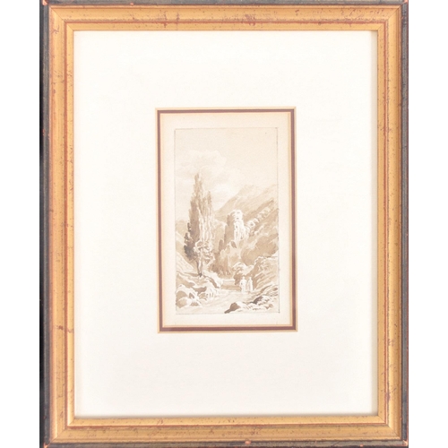 368 - Cornelius Varley (1781-1873) - A 19th century pencil drawing & watercolour wash depicting two figure... 