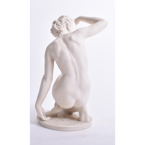 371 - Hutschenreuther - an early 20th century German bisque figurine depicting a nude lady. The woman crou... 