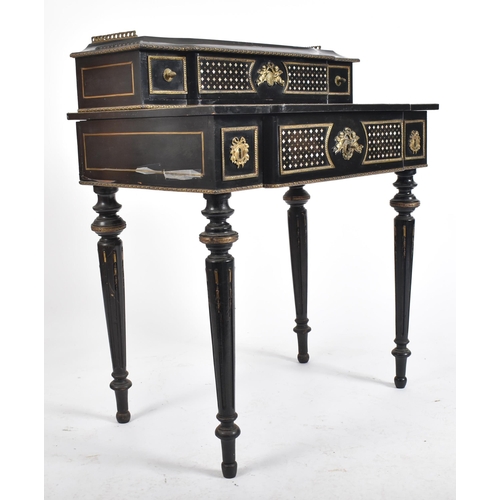 375 - A Napoleon III 19th century French Empire manner black lacquered Bonheur du Jour ladies writing tabl... 