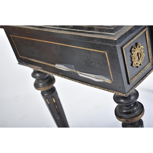 375 - A Napoleon III 19th century French Empire manner black lacquered Bonheur du Jour ladies writing tabl... 