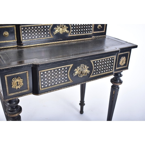 375 - A Napoleon III 19th century French Empire manner black lacquered Bonheur du Jour ladies writing tabl... 