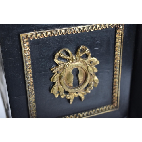 375 - A Napoleon III 19th century French Empire manner black lacquered Bonheur du Jour ladies writing tabl... 