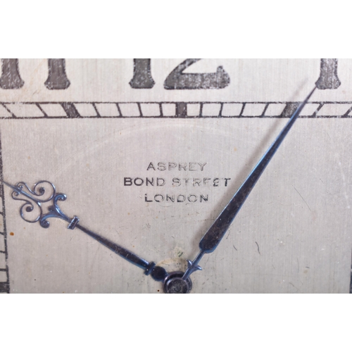 385 - Asprey of London - an mid 20th century circa 1950s Art Deco mantle clock. The clock of square form, ... 