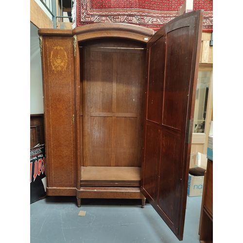 386 - A 19th century French Empire burr walnut ormolu inlaid armoire / wardrobe. The armoire having a brea... 