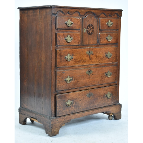 394 - A George II 18th century Scottish oak bachelor's chest of drawers. The chest having a chamfered edge... 