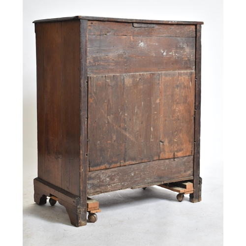 394 - A George II 18th century Scottish oak bachelor's chest of drawers. The chest having a chamfered edge... 