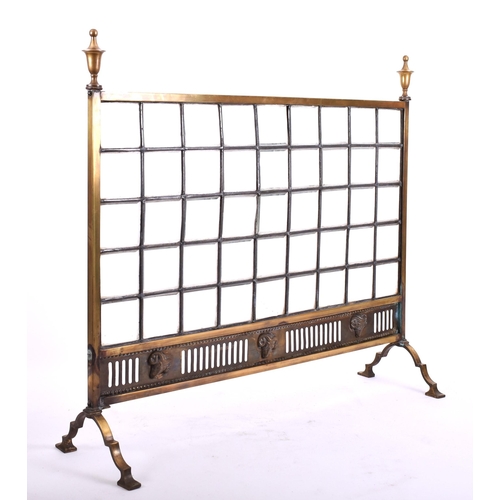 397 - A Victorian 19th century brass & leaded glass fire screen panel. The screen having a series of bevel... 