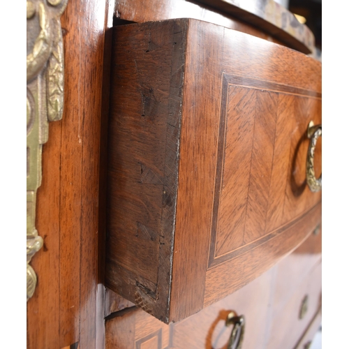 455 - A mid 19th century French continental transitional manner kingwood breakfront chest of drawers. The ... 