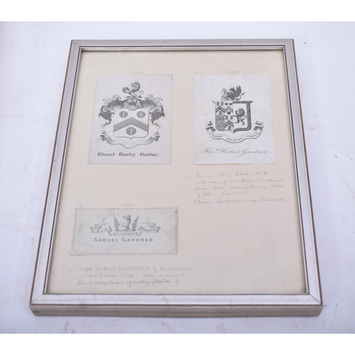 460 - A collection of 18th - early 19th century heraldic bookplates, each removed from original book and p... 