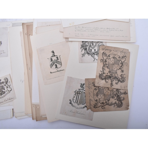 460 - A collection of 18th - early 19th century heraldic bookplates, each removed from original book and p... 