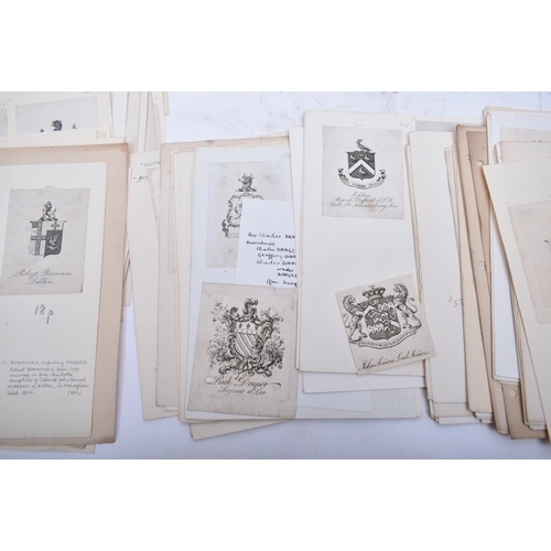 460 - A collection of 18th - early 19th century heraldic bookplates, each removed from original book and p... 