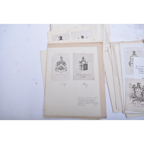 460 - A collection of 18th - early 19th century heraldic bookplates, each removed from original book and p... 