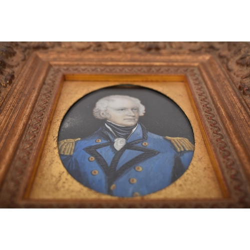 464 - English school - a late 18th century watercolour & ink on paper miniature portrait of naval officer.... 