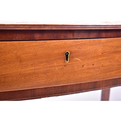 465 - A Victorian 19th century mahogany bow fronted side hall table. The table having a straight top over ... 